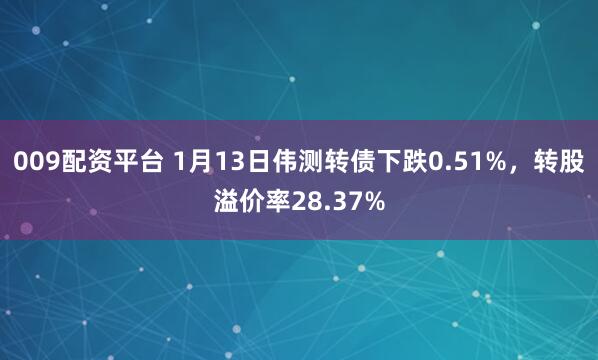 009配资平台 1月13日伟测转债下跌0.51%，转股溢价率28.37%